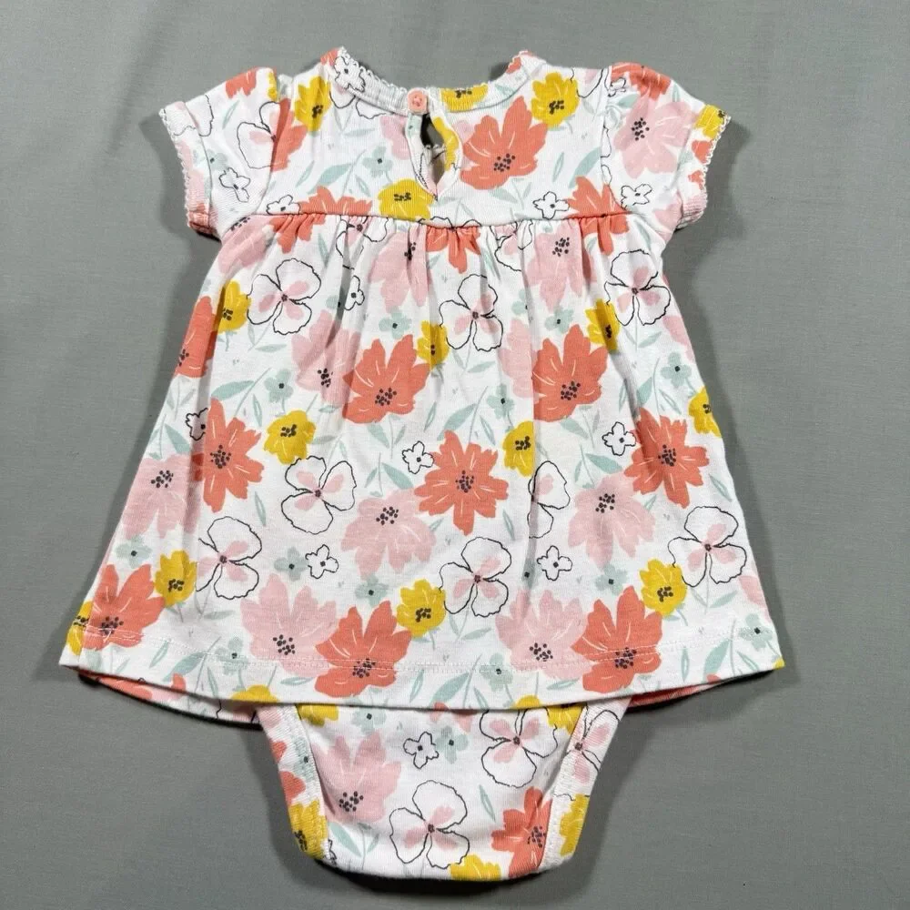 Child of Mine Carter's 0-3m Baby Girl Floral Bodysuit Dress Bow Snap
